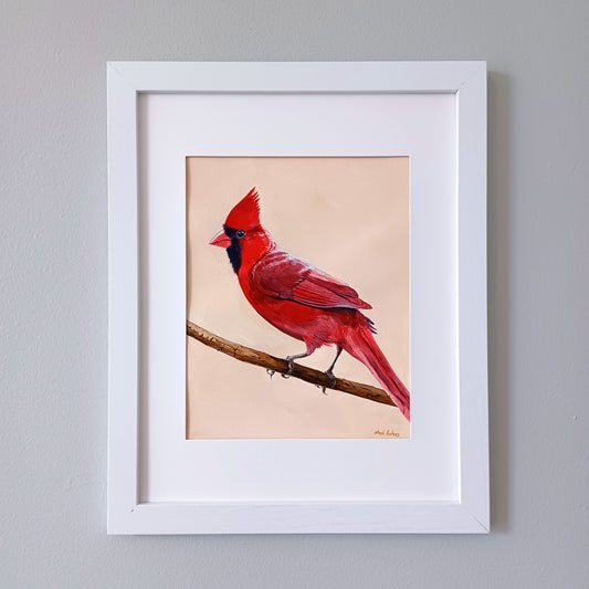 Northern Cardinal framed original painting