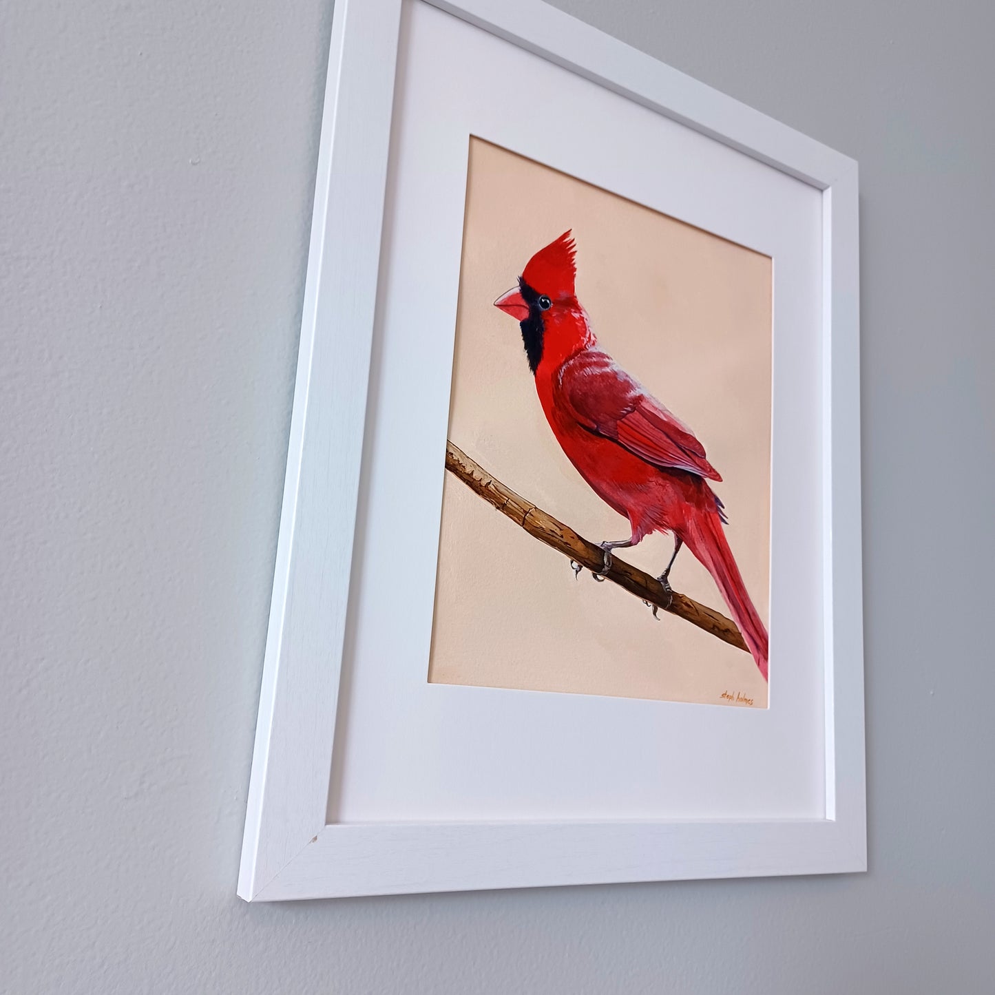 Northern Cardinal framed original painting